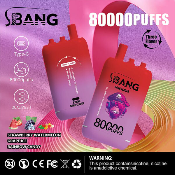 Bang Leader 80000 80K Puffs 3 in 1 Flavors Newest Original Rechargeable Disposable Vape