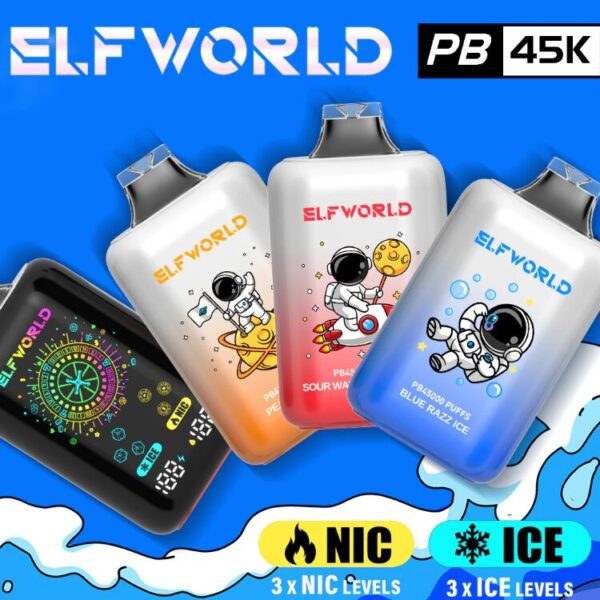ELF WORLD PB45000 45K Puffs Disposable Vape Wholesale With Battery And Liquid Display
