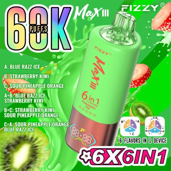 FIZZY MAX III 6in1 flavors 60k 60000 puffs Disposable Vape in EU warehouse