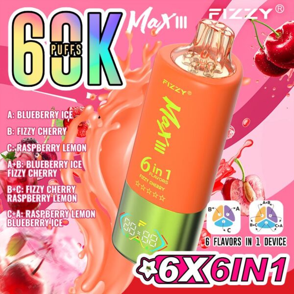 FIZZY MAX III 6in1 flavors 60k 60000 puffs Disposable Vape in EU warehouse
