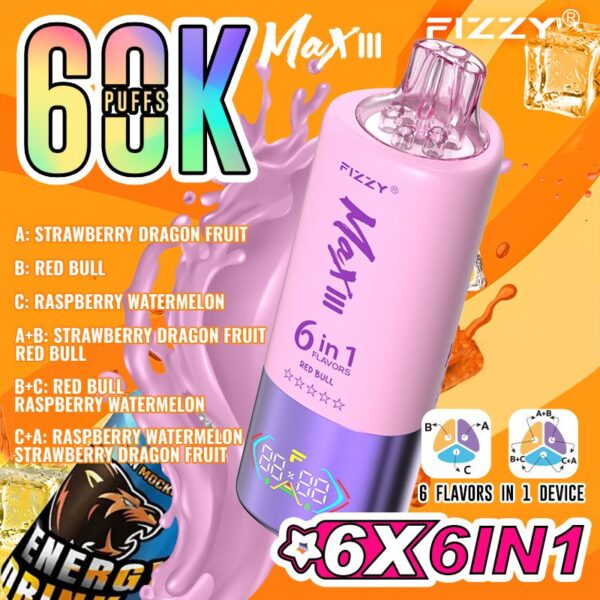 FIZZY MAX III 6in1 flavors 60k 60000 puffs Disposable Vape in EU warehouse