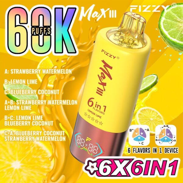 FIZZY MAX III 6in1 flavors 60k 60000 puffs Disposable Vape in EU warehouse
