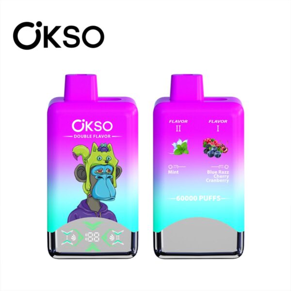 OKSO 60000 Puffs 60K Dual Flavors 2 in 1 Disposable Vape LED Screen E Cigarette Double Tank