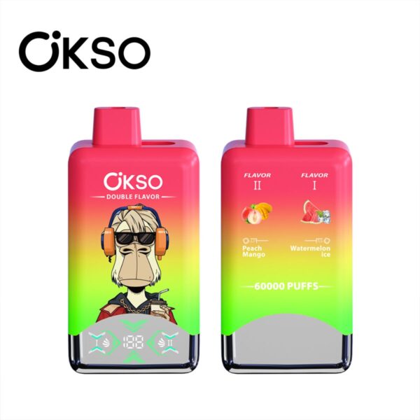 OKSO 60000 Puffs 60K Dual Flavors 2 in 1 Disposable Vape LED Screen E Cigarette Double Tank