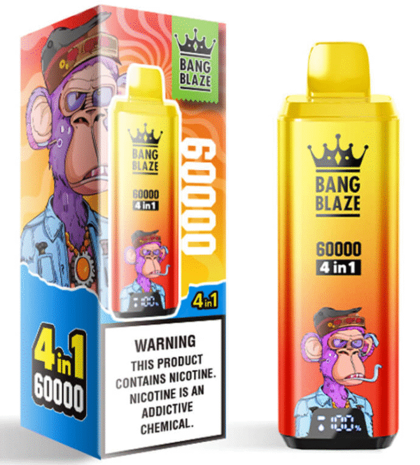 Bang Blaze 60000 60k Puffs 4 in 1 Flavors Newest Original Rechargeable LCD Display Disposable Vape
