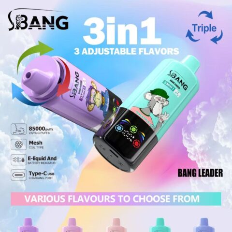 Bang Leader 85000 85K Puffs Triple Flavors 3 in 1 Vapes Disposable Electronic Cigarette