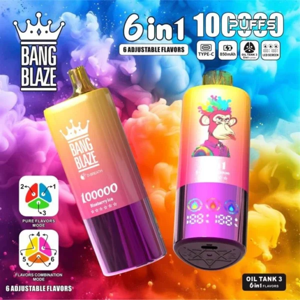 BANG BLAZE 100000 100k puffs 6IN1 Flavors Large puff Vapes