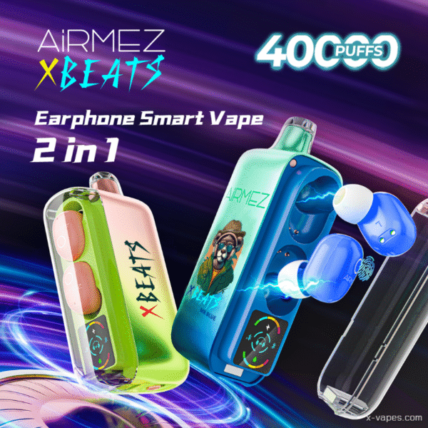 AirMez XBeats 40000 40K puffs 2in1 Smart Vape Earbuds Disposable Vape
