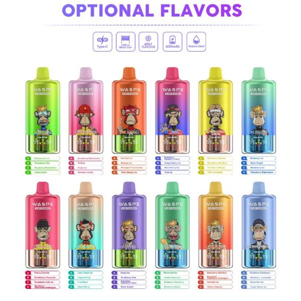 WASPE 4in1 Flavor 100000 100K Puffs Low Nicotine Rechargeable New Arrival Disposable Vapes