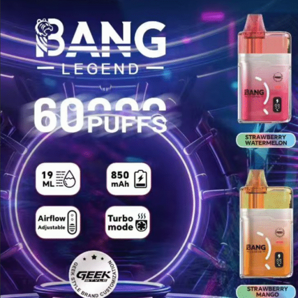 Bang Legend 60000 60K puffs Adjustable Airflow Turbo Mode Disposable Vape with 12 Flavors