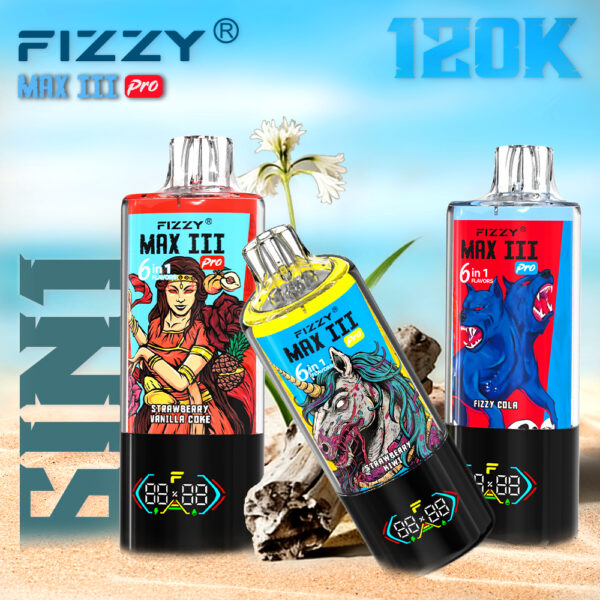 Fizzy MAX III Pro 120K Puffs 6 in 1 flavor disposable Vape