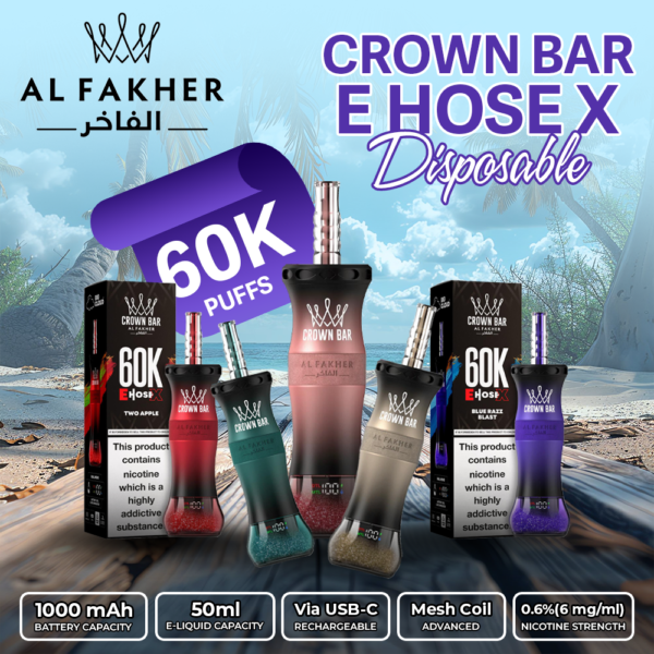 AL Fakher Crown Bar 60K 60000 Puffs E-Hose X Disposable Vape