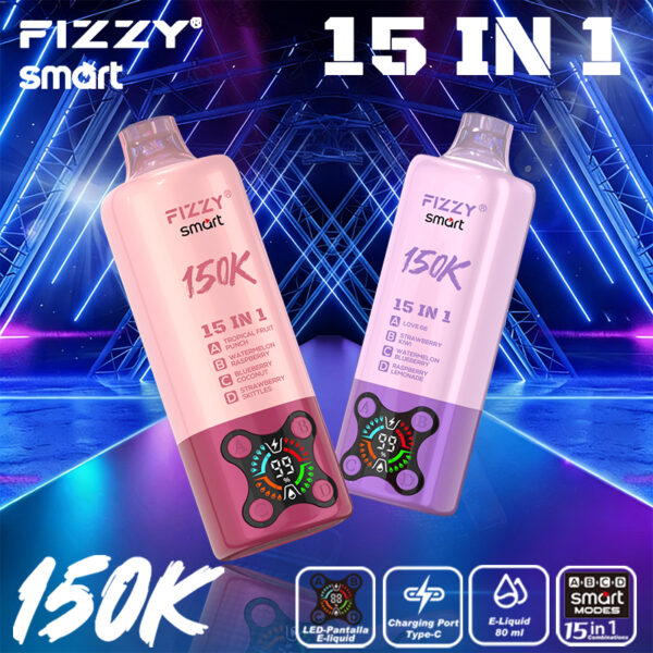 Fizzy 150K Puffs 15 in 1 Multi Flavor Smart Vape EU Stock
