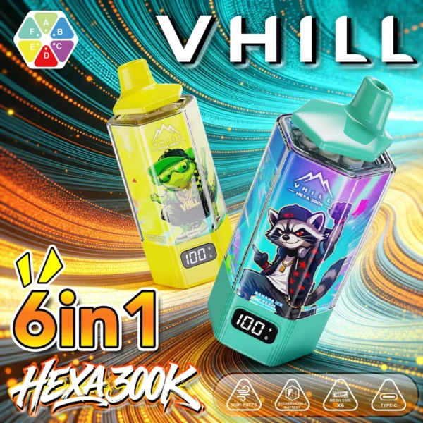 VHILL HEXA 300K puffs 6 IN 1 Flavor Disposable Vape Wholesale